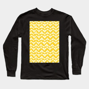 Mustard Yellow and White Triangle Chevron Pattern Long Sleeve T-Shirt